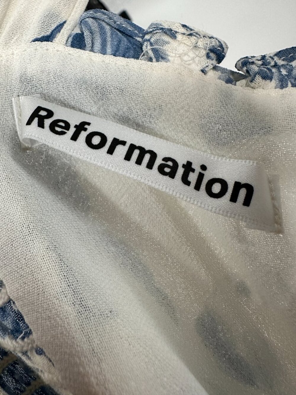 Reformation Nikita Midi Dress Pompadour Blue White Toile Floral 4 - Picture 5 of 6